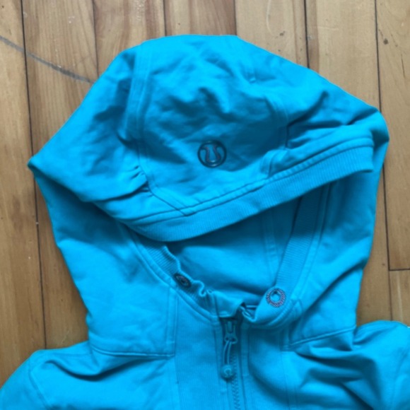 Lululemon Athletica Teal Scuba Zip Up Hoodie Jacket Thumbholes Women Size 4 - Picture 3 of 11